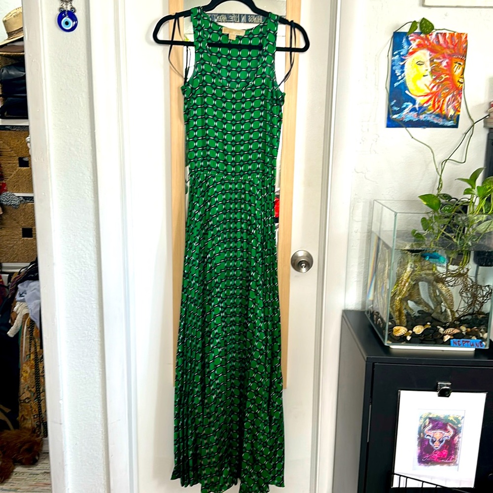Michael Kors Long Green Print Dress